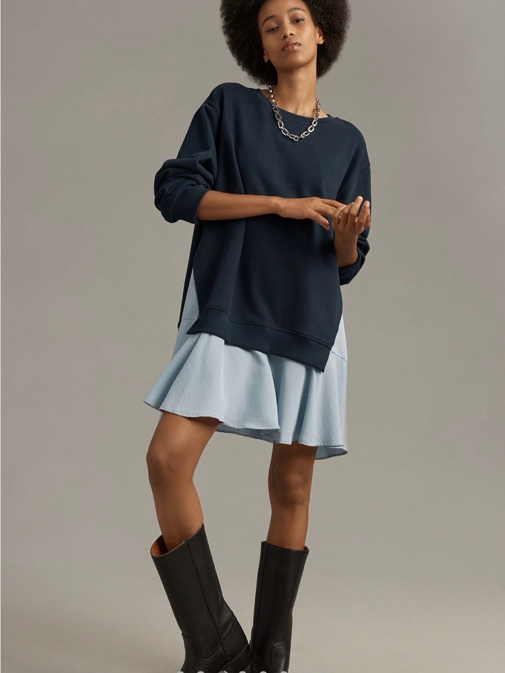 Maeve Navy Crewneck Dress